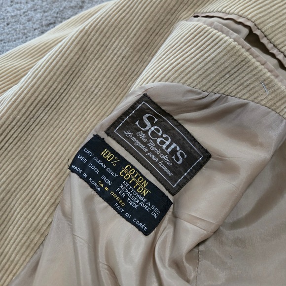 Vintage Sears The Mens Store Corduroy Blazer Jacket Mens‎ 44 Tall Tan - Picture 6 of 8